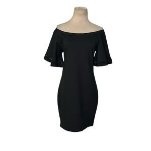 Shinestar black off shoulder sheath dress size Large